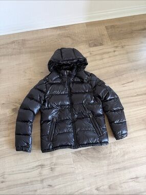 Moncler Kids Shiny Black Hooded Puffer Jacket
